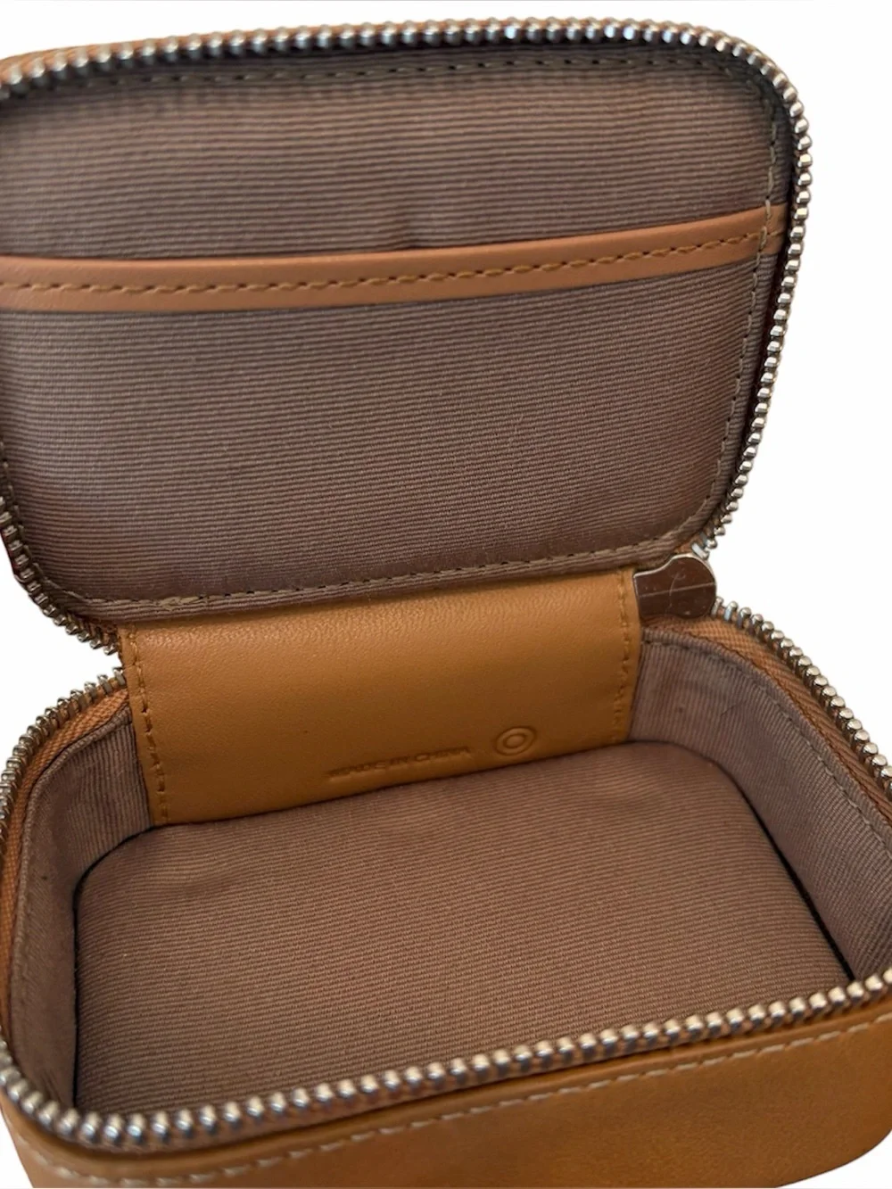 COACH Embossed Triple Pill Box #8884 Tan Leather Storage Organizer Vintage Y2K